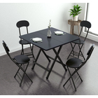 5-Piece Dining Set Grace Steel and Wood Folding Table & Chairs (Black)