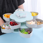 Multilayer Flower 10 Containers Snack Fruit Bowl Rotating Food Tray (Blue)