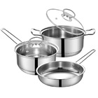 3-Piece Stainless Steel Kitchen Cookware Pots Pan Set 