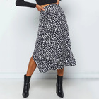 Everafter Black Leopard Patterned Midi Skirt