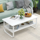 Elegance Wood & Steel Coffee Table with Shelf (White)