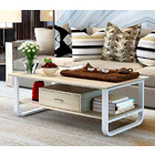 Serenity Wood & Steel Coffee Table (White & Oak)