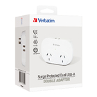Verbatim Dual USB Surge Protected AC Wall Charger with Double Adaptor