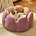 Cactus Flower Petal Shaped Pet Bed Comfy Cat Dog Nest (Purple, 50cm)