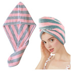 Fast Dry Microfiber Hair Drying Towel Turban Bath Head Wrap Hat Spa Cap (Striped)