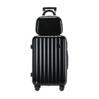 2-Piece Designer Standard Cabin Carry-On Luggage Suitcase Set (Black)