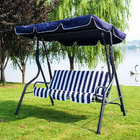 3-Person Outdoor Swing Chair with Padded Cushion (Blue)