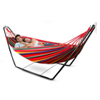 Deluxe Double Hammock and Premium Steel Stand Combo Set (Red)