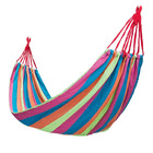 DOUBLE Large 2-Person Cotton Hammock with Bag (Pink Orange Blue Green Stripes)