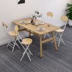 5-Piece Set Apollo Wood and Steel Dining Table & Folding Chairs (Oak)