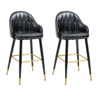 2 x Allure Luxe Designer High Gloss Faux Leather Bar Stools (Black - Set of 2)