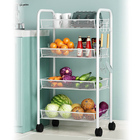4 Tier Steel Multipurpose Storage Shelf/ Kitchen Service Trolley (White)