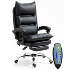 Chieftain Plush Deluxe Executive Reclining Office Chair with Foot Rest & Massager (Black)