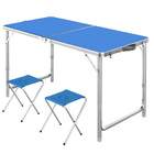 3-Piece Outdoor Camp Setting Folding Table & Chairs Set (Blue)