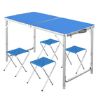 5-Piece Outdoor Camp Setting Folding Table & Chairs Set  (Blue)
