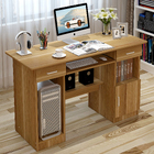 Executive Office Computer Desk with Drawers, Cabinet, Shelves (Oak)