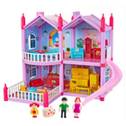 LED Dreamhouse Princess Villa Doll House Toy Set with Dolls & Furniture