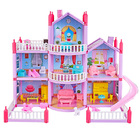 3-level LED Large Dreamhouse Mansion Doll House Princess Villa Toy Set with Dolls & Furniture