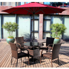 Alfresco 2.7m Steel Outdoor Garden Patio Market Umbrella (Maroon)
