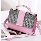 Designer Handbag Gingham Tote Shoulder Bag (Pink)