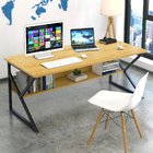 Kori Large Wood & Metal Computer Desk with Shelf (Oak)