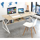 Kori Large Wood & Metal Computer Desk with Shelf (White)