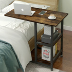 Large Supreme Rustic Sofa Bed Side Table Laptop Desk with Shelves & Wheels 