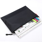 A4 File Bag Pencil Case Document Pocket Stationery Holder Organizer Waterproof Pouch (Black)