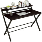 100cm Express Folding Desk with Shelf (Black Walnut)