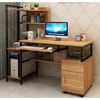 Prime Multi-function Computer Desk Workstation with Shelves & Cabinet (Oak)