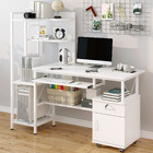 Prime Multi-function Computer Desk Workstation with Shelves & Cabinet (White)