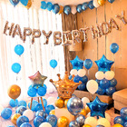 Deluxe Blue Happy Birthday Party Celebration Decorations Balloons Set
