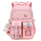Large Deluxe Backpack Girl's Cute School Bag with Bonus Plushie & Accessories (Pink)