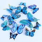 12-Piece 3D Butterfly Wall Decor Butterflies Stickers for Party Decorations with Magnets (Blue)