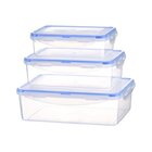 3 X Food Storage Lunchboxes Containers Set with Lids (Set of 3, Rectangle)
