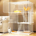 Large Pet Home Cat Cage Detachable Metal Wire Kennel Playpen Exercise Crate (White)