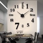3D Luxury DIY Large Wall Clock Home Decoration (Black)