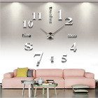 3D Luxury DIY Large Wall Clock Home Decoration (Silver)