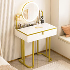 LED Luminous Lioness Dresser Vanity Table with Mirror and Storage Drawers