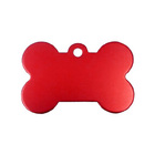 Personalized Name Tag Pet Supplies Dog Bone Shaped Aluminum ID Tag (Red)
