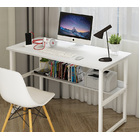 Studio Wood & Metal Computer Desk with Shelf (White)