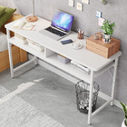 Vista Space-Saver Console Table Wood & Metal Narrow Desk (White)
