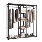 Steel Freestanding Wardrobe Cupboard Closet Clothes Hanging Racks & Shelves (Black)