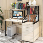 Everest Large Multi-function Computer Desk Workstation with Shelves & Cabinet (White Oak)