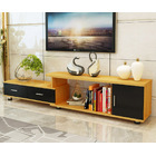 Luxe Adjustable Extendable TV Cabinet (High Gloss Oak & Black)