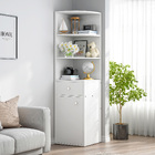 Vision Stylish Wooden Corner Shelf Unit with Cabinet & Drawer (White)