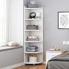 Inspire 5 Tier Large Stylish Wooden Corner Shelf Unit (White)
