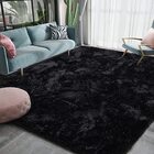 Deluxe XL Extra Large Plush Shag Rug Carpet Mat (Black, 200 x 300cm)