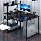 Edge Plus Combination Workstation Computer Desk with Storage Shelves (Black)