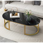Synergy Lush Designer Marble Look Coffee Table (Black)
